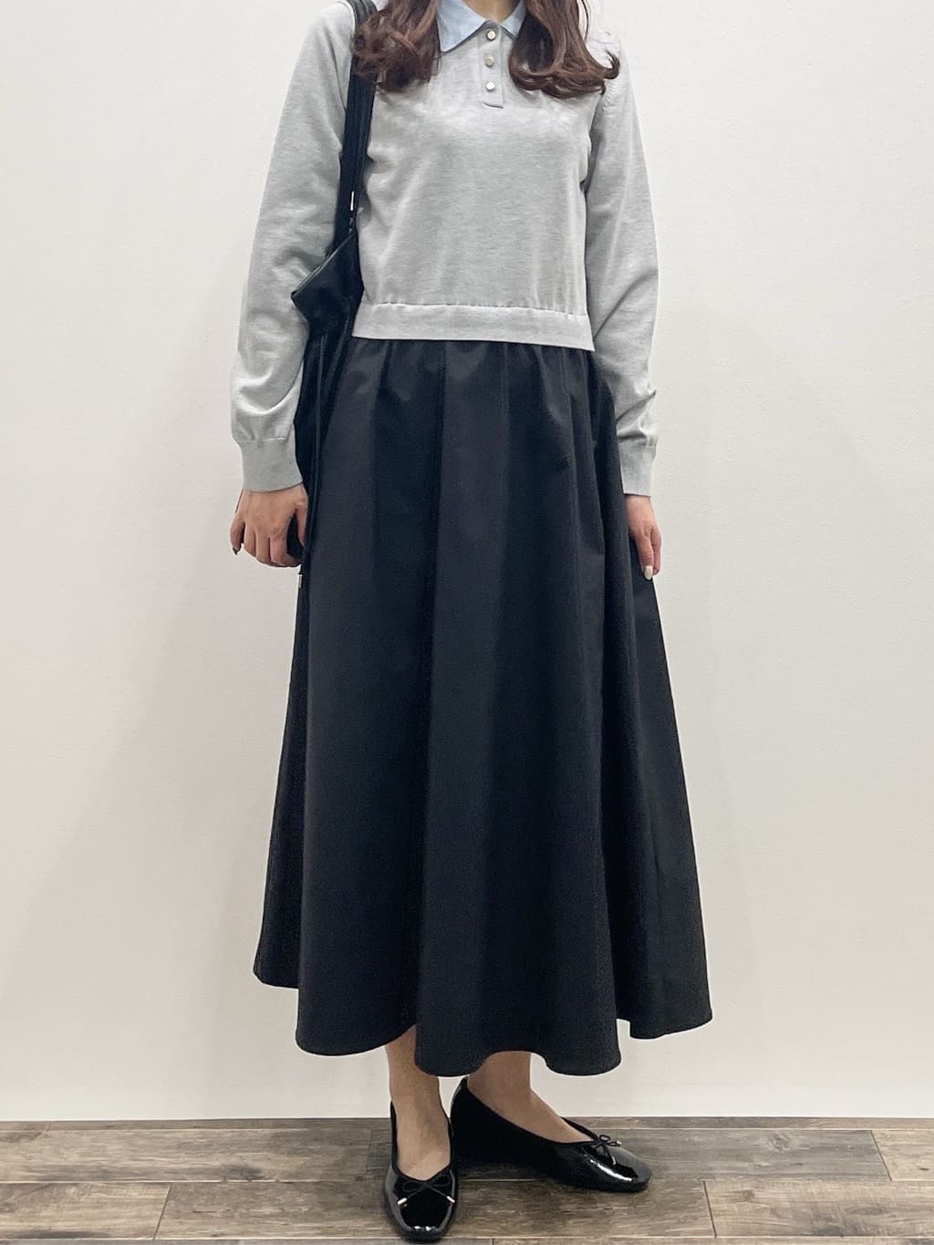 Aikoさんの「OPAQUE.CLIP｜ダブルポロ衿ニットドッキングワンピース【洗濯機OK】」を使ったコーディネート