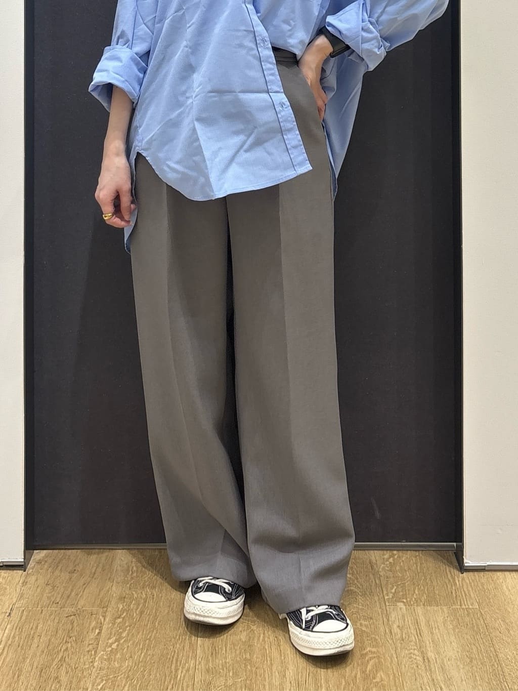 risaさんの「Dessin｜【洗える】サイドボタンセミワイドパンツ」を使ったコーディネート