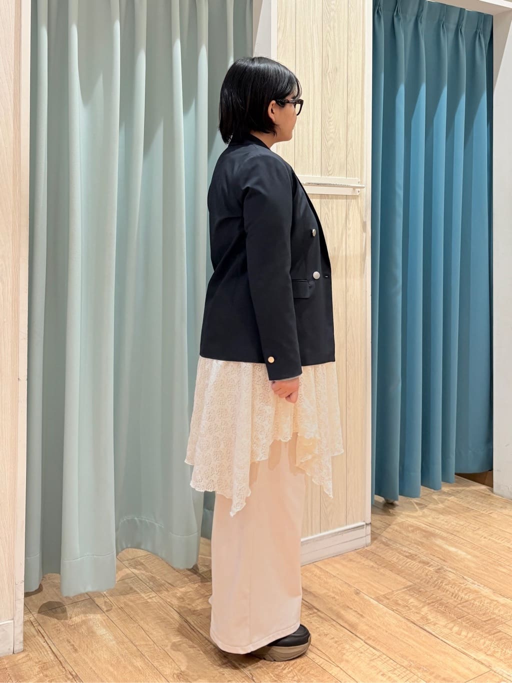 砂糖さんの「SHOO･LA･RUE｜【セットアップ可/S-LL/洗濯機可】マニッシュに決まる ダブルブレストジャケット」を使ったコーディネート