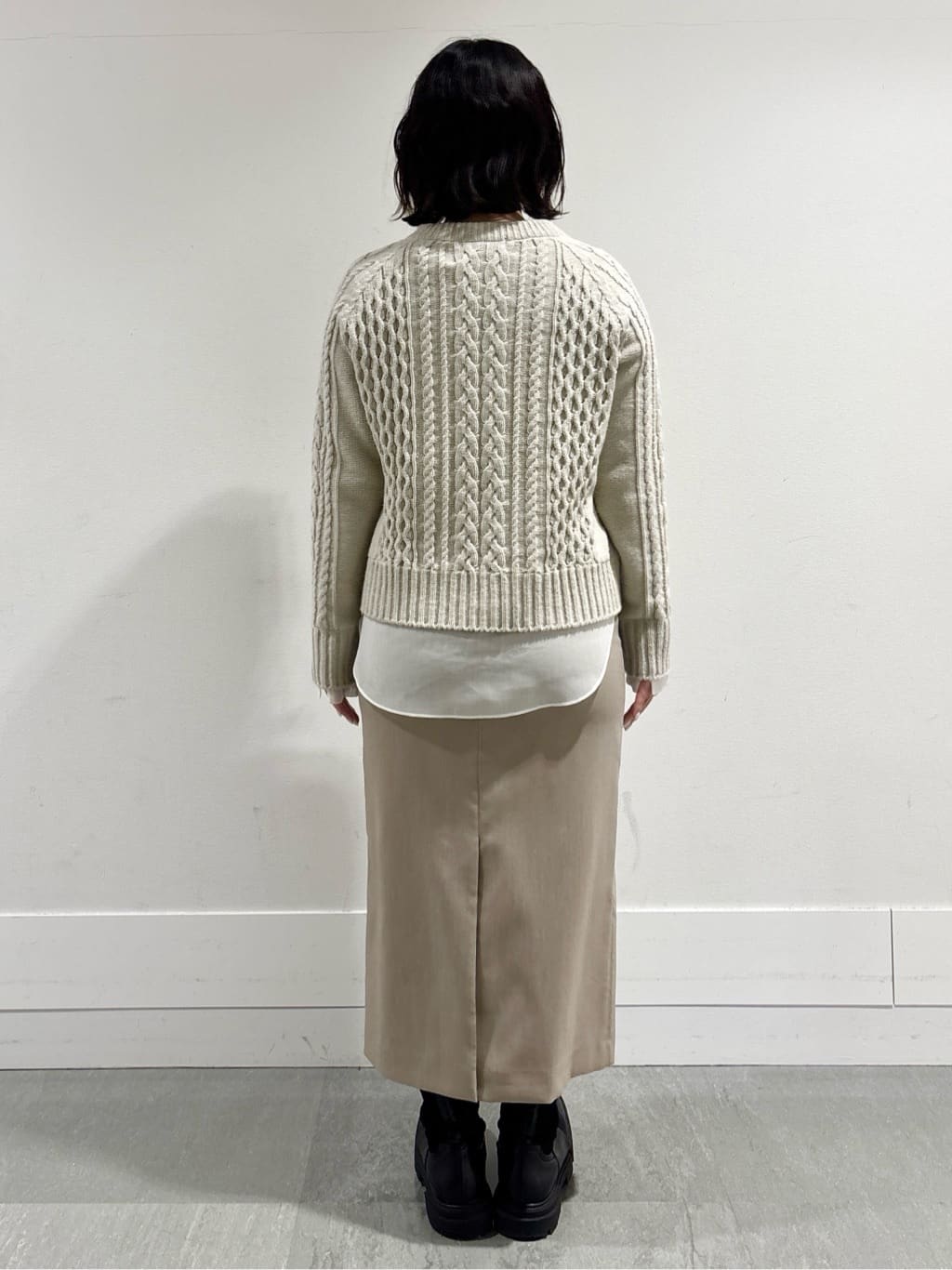 モエカさんの「UNTITLED｜【洗える】スポンディッシュ ケーブル柄ニット」を使ったコーディネート