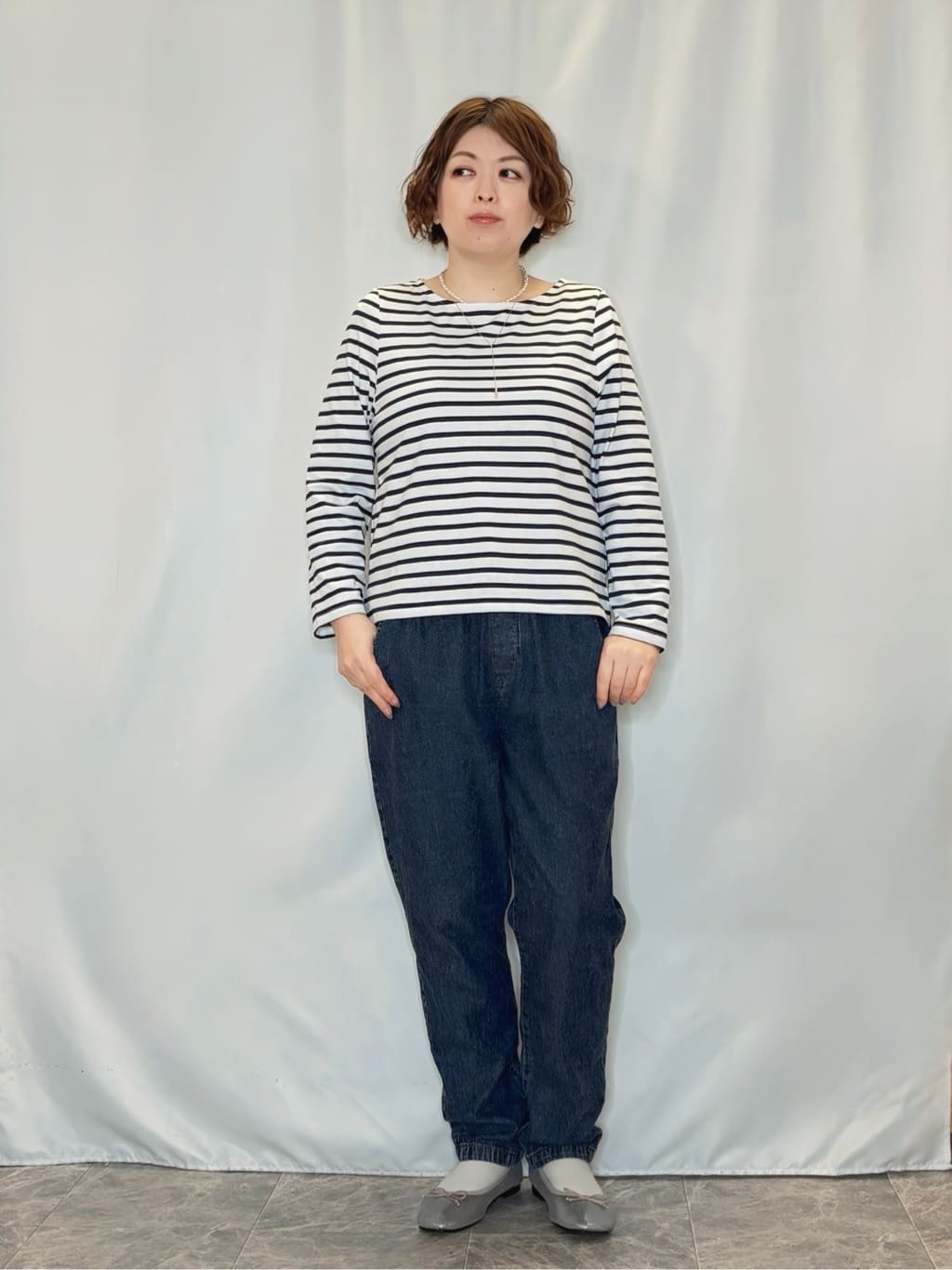 たみさんの「SHOO･LA･RUE｜【S-LL】サッと羽織れてきれい見え　フラップポケット ノーカラーブルゾン」を使ったコーディネート