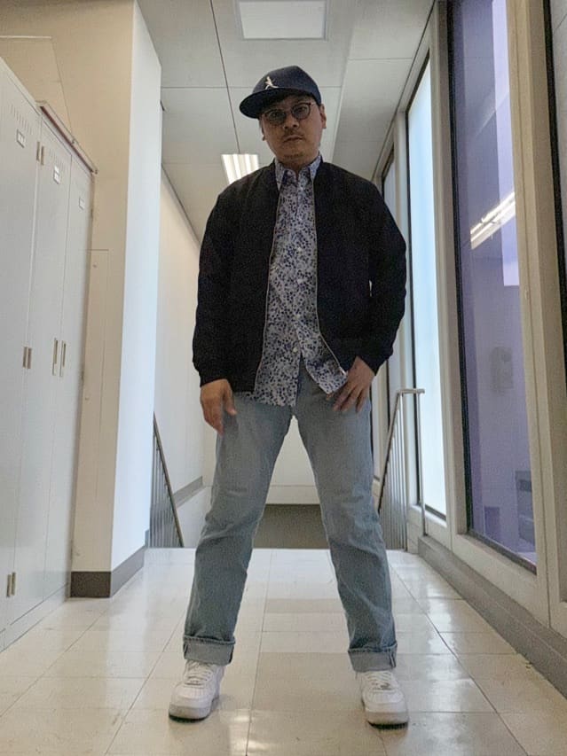 MAKOTO AIさんの「TAKEO KIKUCHI｜スライドパズル ジャカード ブルゾン」を使ったコーディネート