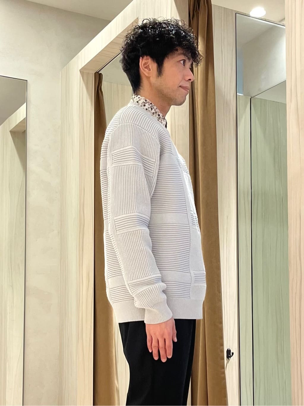 URAさんの「TAKEO KIKUCHI｜畦編みチェック プルオーバーニット」を使ったコーディネート