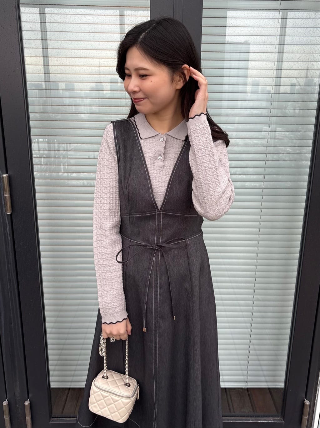 AOIさんの「Couture brooch｜【洗える】デニムライク細リボンジャンスカ」を使ったコーディネート