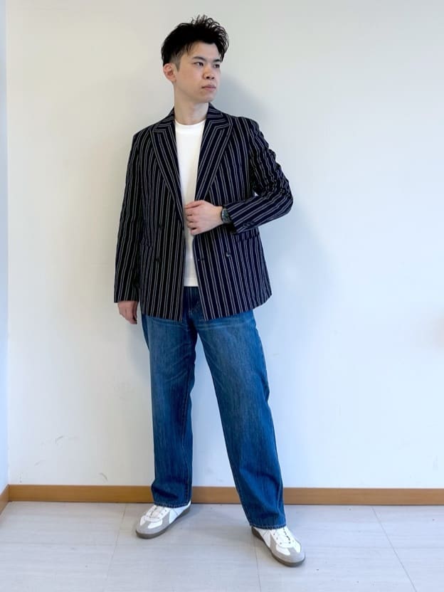 イッシーさんの「TAKEO KIKUCHI｜【BOWLER HAT LABEL】サッカーストライプ ダブルジャケット」を使ったコーディネート