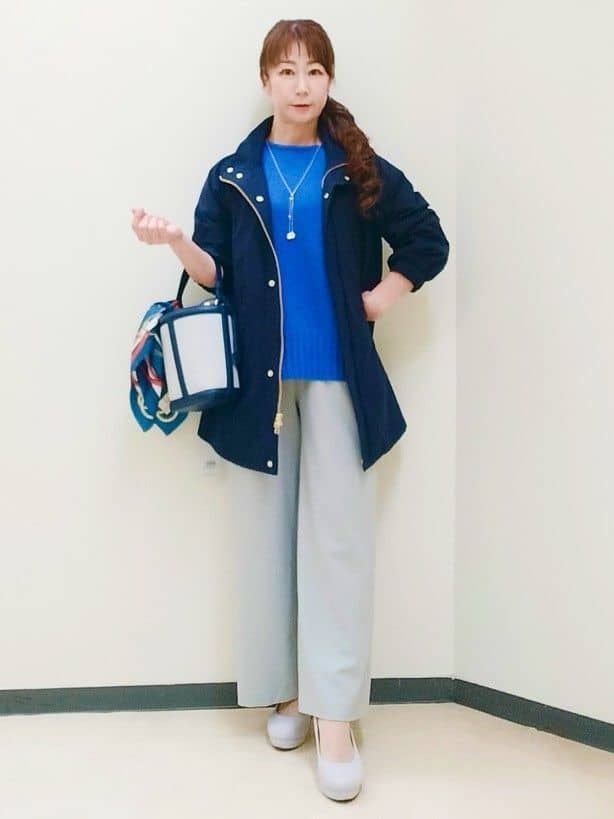 花さんの「Reflect｜ドライタッチストレートワイドパンツ」を使ったコーディネート