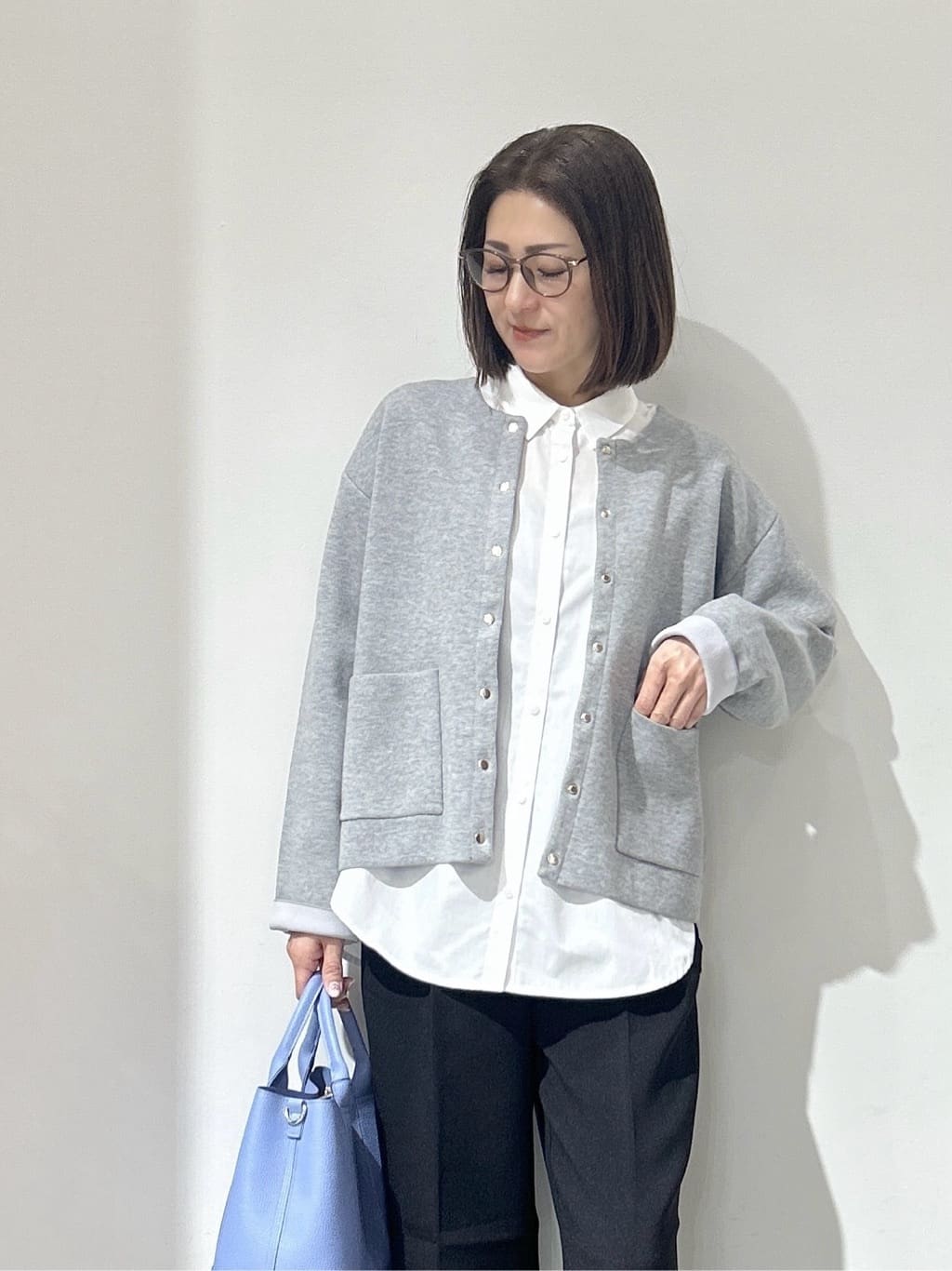 NAKAさんの「OPAQUE.CLIP｜スナップボタンニットカーディガン【洗濯機OK】」を使ったコーディネート