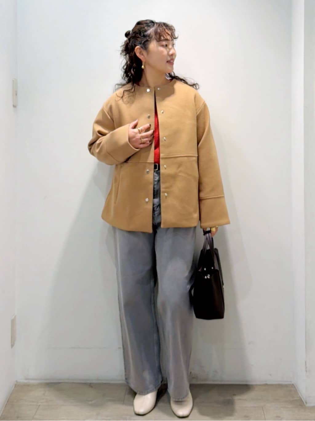 sumicaさんの「OPAQUE.CLIP｜ウールライクメルトンノーカラーコート【洗濯機洗い可】」を使ったコーディネート