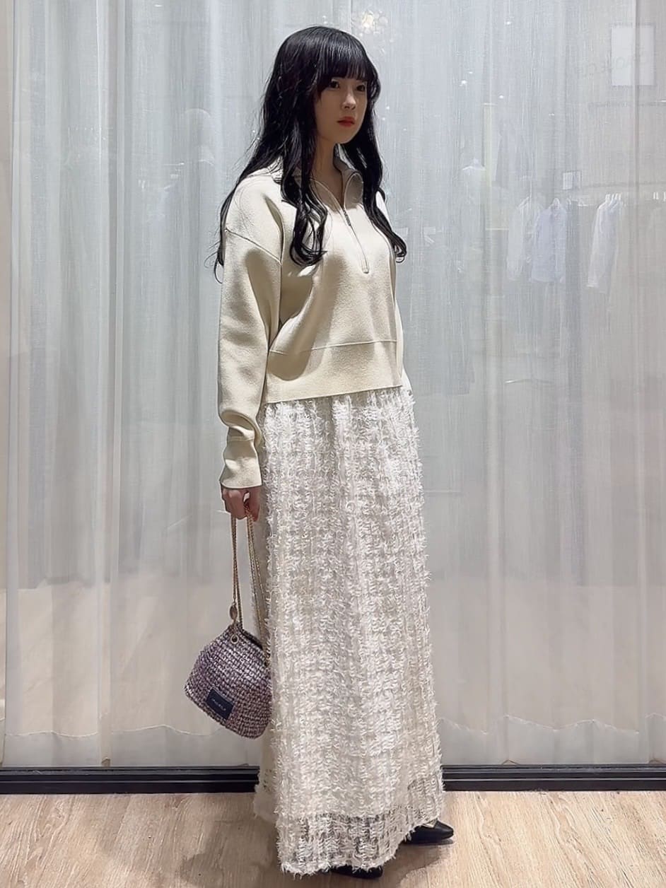 ぞうげさんの「OPAQUE.CLIP｜ハーフZIP刺繍ロゴニット【洗濯機OK】」を使ったコーディネート