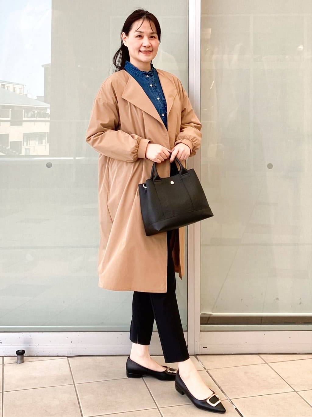 Jeanさんの「OPAQUE.CLIP｜ヴィンテージクロスノーカラーロングコート【洗濯機OK／ストレッチ／イージーアイロン】」を使ったコーディネート