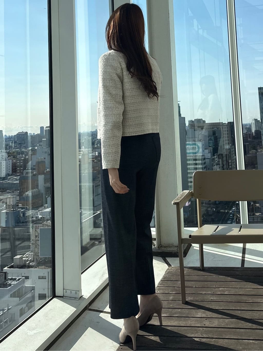 sayaさんの「COUP DE CHANCE｜【ON/OFF着回し】カラーツイードジャケット」を使ったコーディネート