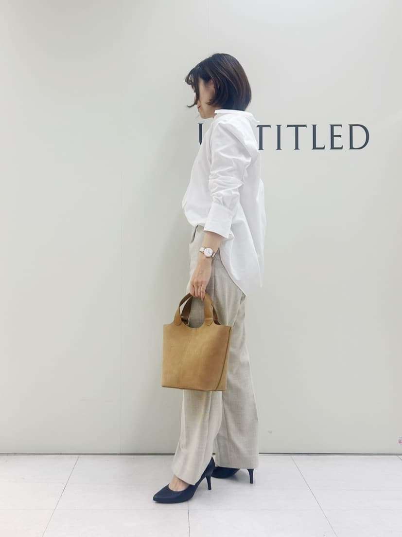 Mikiさんの「UNTITLED｜【洗える/後ろウエストゴム】シャンブレーワイドパンツ」を使ったコーディネート