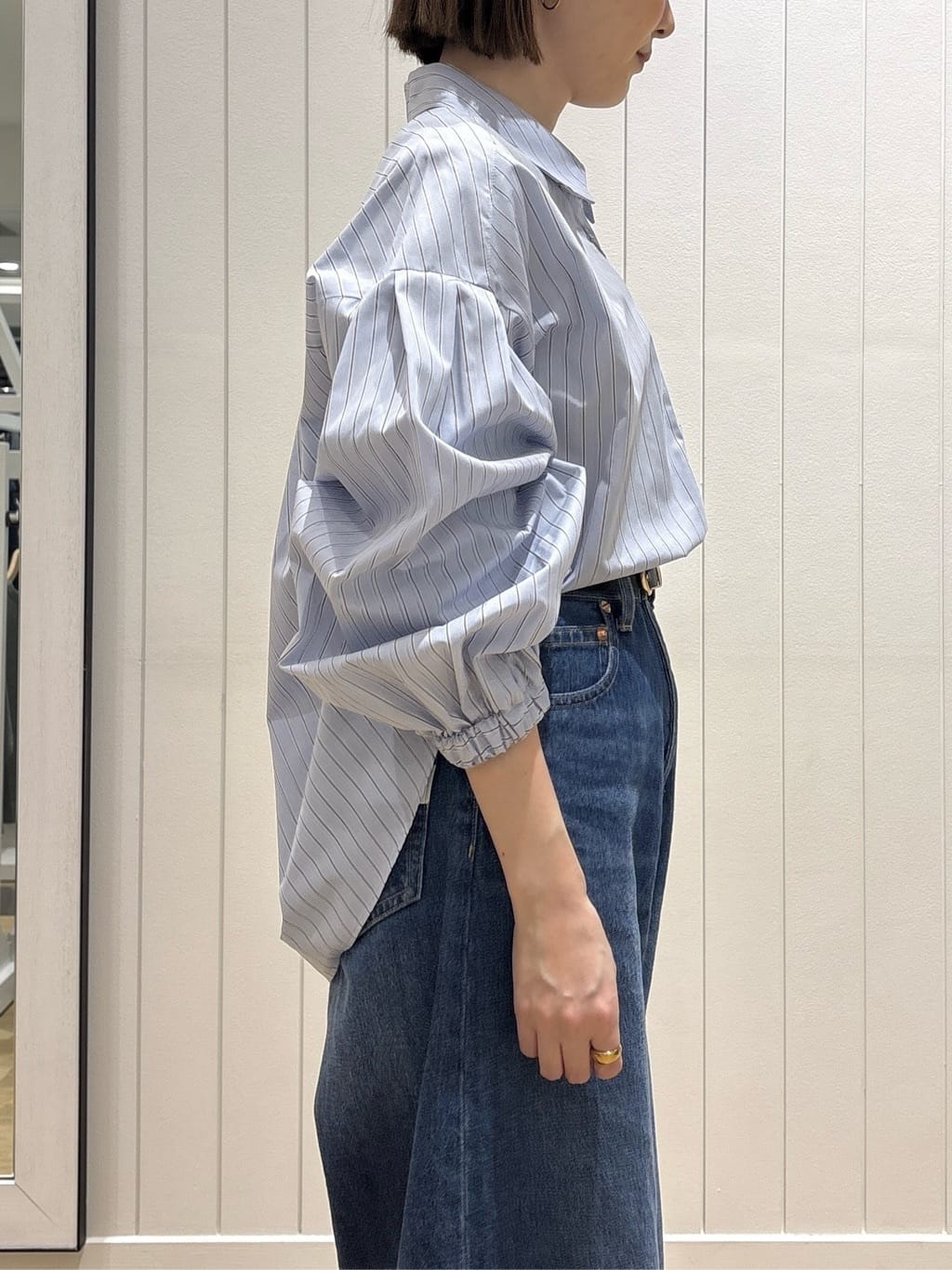 risaさんの「Dessin｜【洗える】バルーンスリーブバンドカラーシャツ」を使ったコーディネート