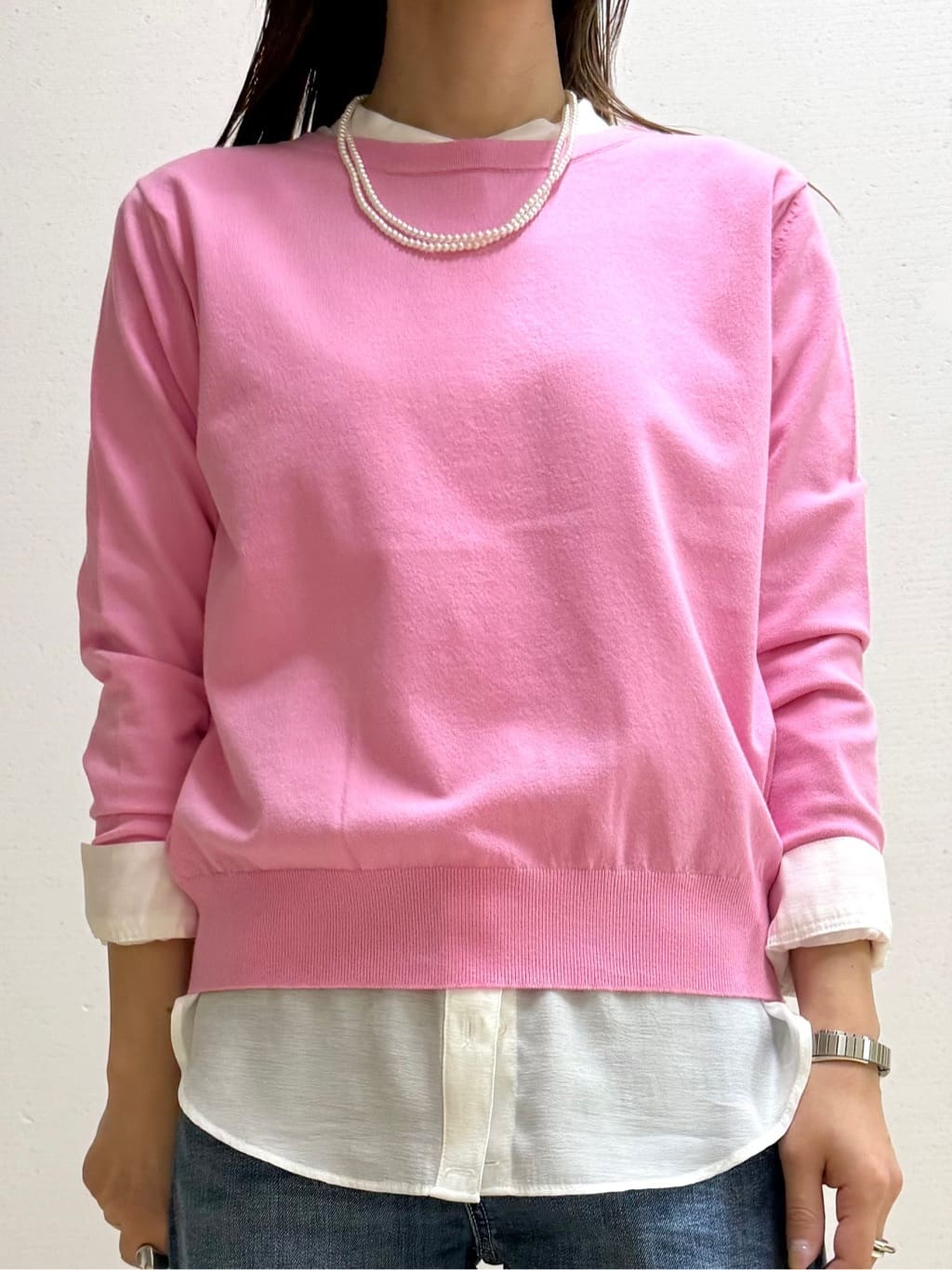 mamiさんの「INDIVI｜【洗える／アンサンブル可能】シンプルデザインニット」を使ったコーディネート