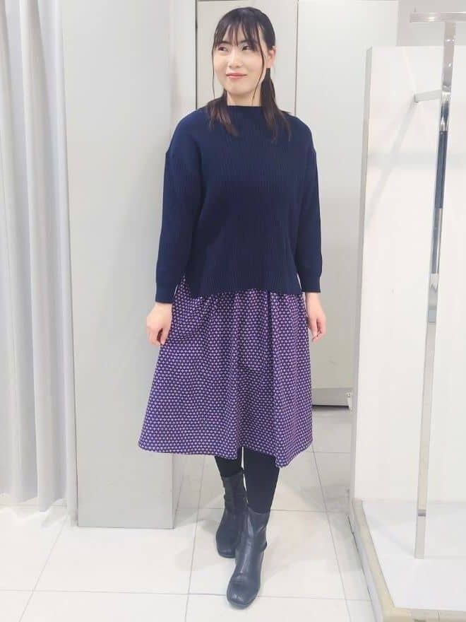 AZUSAさんの「Reflect｜【腰周りカバー／長め丈】モックネックニットプルオーバー」を使ったコーディネート