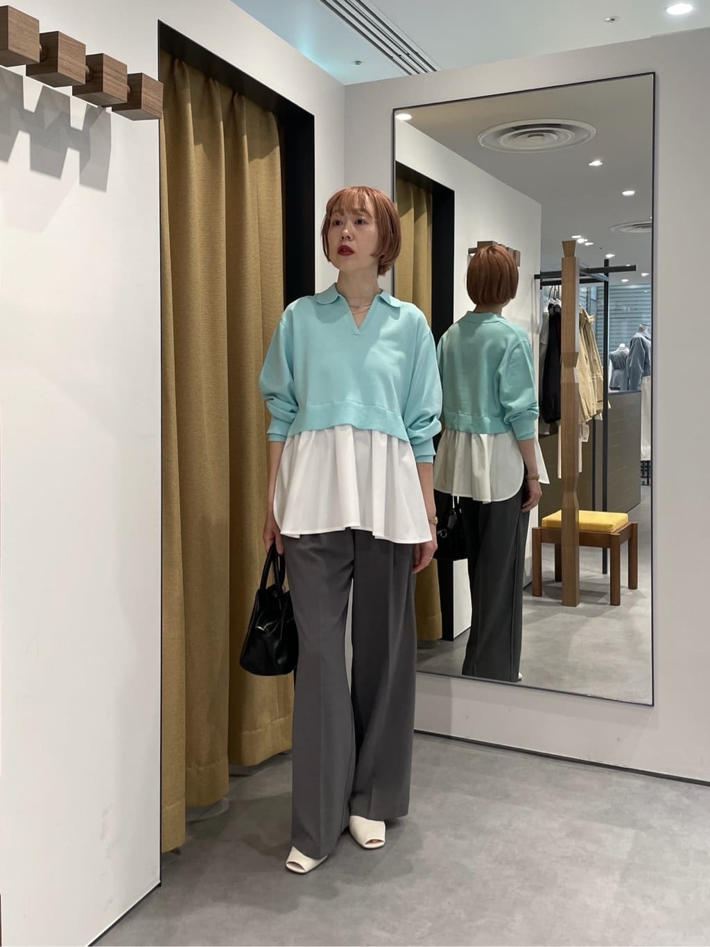 mikuさんの「INDIVI｜Comfy SET UP｜イージーストレートワイドパンツ【セットアップ対応／通勤／カセット服／接触冷」を使ったコーディネート