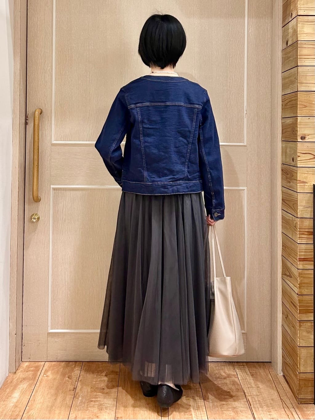 ちぐささんの「SHOO･LA･RUE｜【SHOO・LA・RUE DENIM/S-LL/高レビュー】大人のための ノーカラーデニムジャケット」を使ったコーディネート