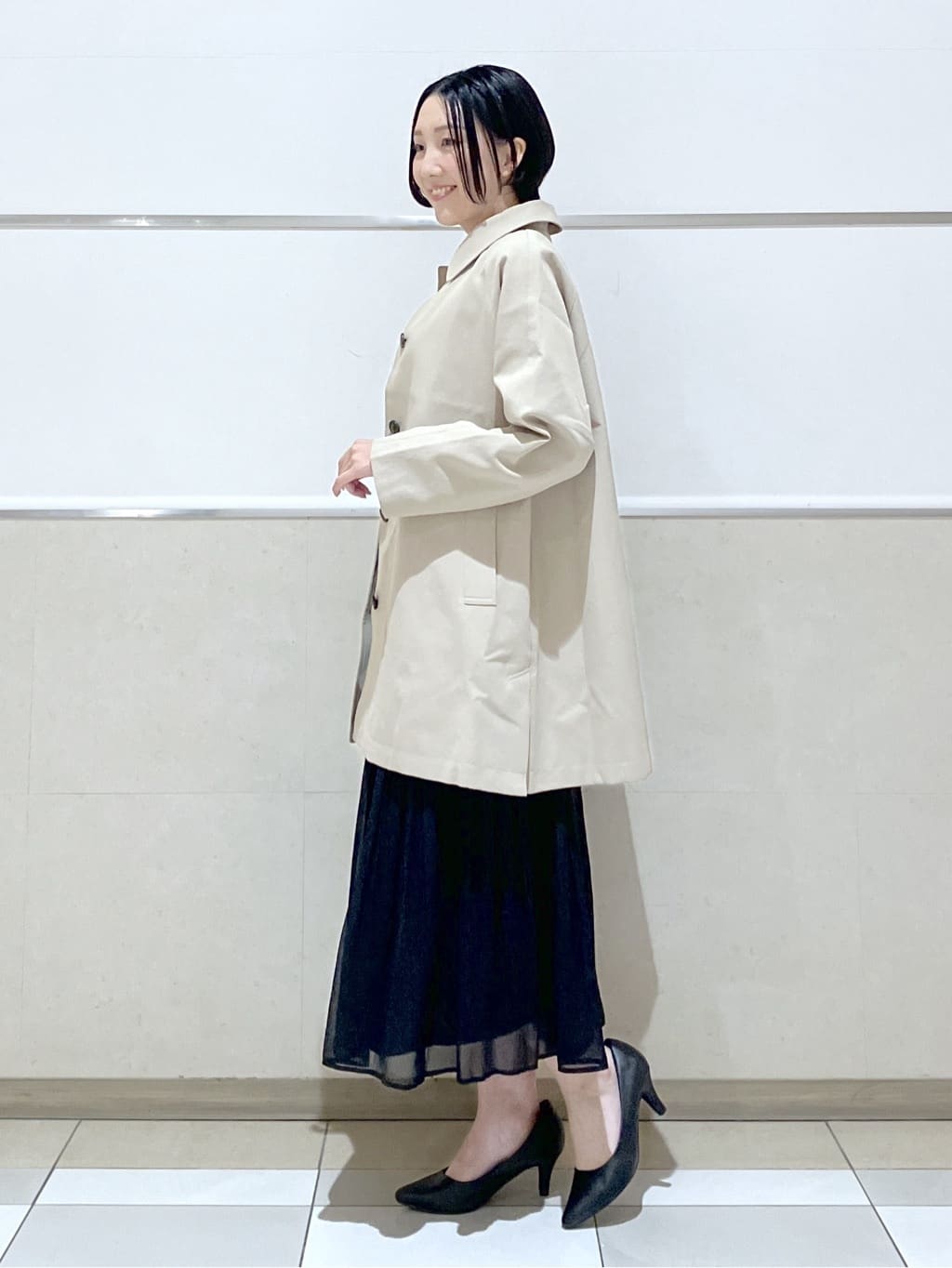 eriko さんの「Dessin｜【花粉ガード/撥水加工/洗える】ステンカラースプリングコート」を使ったコーディネート