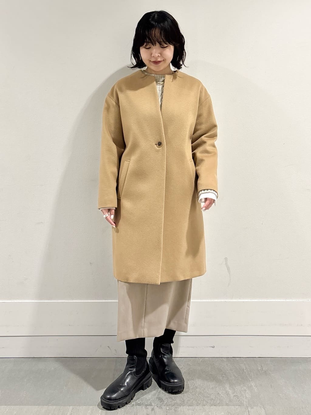 モエカさんの「UNTITLED｜【洗える】スポンディッシュ ケーブル柄ニット」を使ったコーディネート