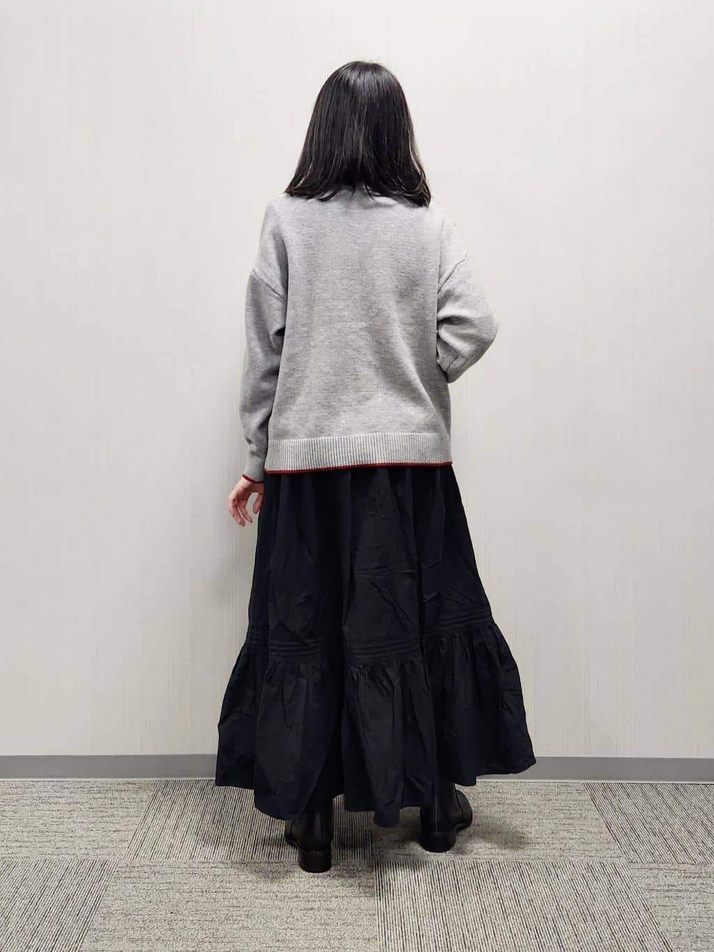 naraさんの「Dessin｜【洗える】ペイント風刺繍入り配色ラインニット」を使ったコーディネート