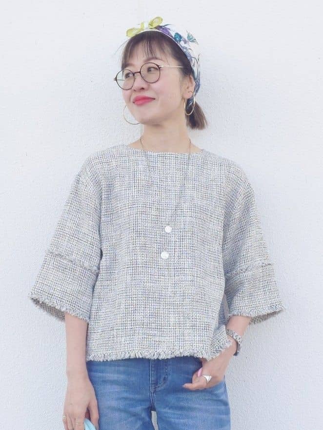 MUTSUKOさんの「UNTITLED｜◆【洗える】ツイードドルマンブラウス」を使ったコーディネート