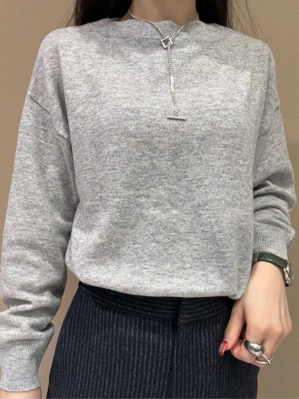 KEIKOさんの「INDIVI｜【配色デザイン／ショート丈】ウールリバー ノーカラーコート」を使ったコーディネート