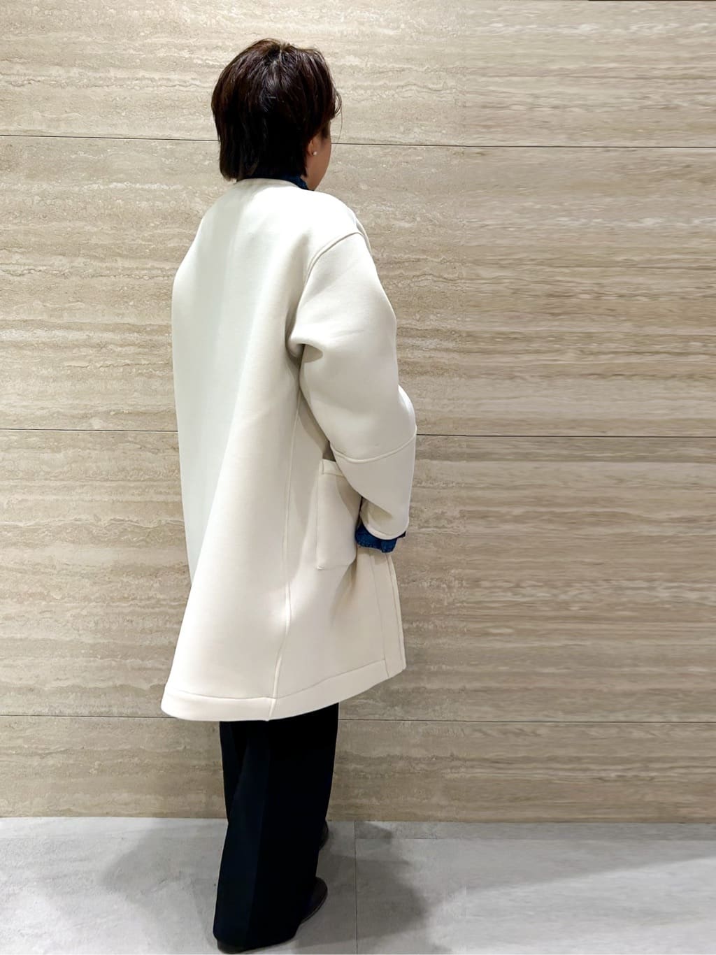 NAMIさんの「OPAQUE.CLIP｜リバーシブル配色ノーカラーコート【洗濯機OK】」を使ったコーディネート