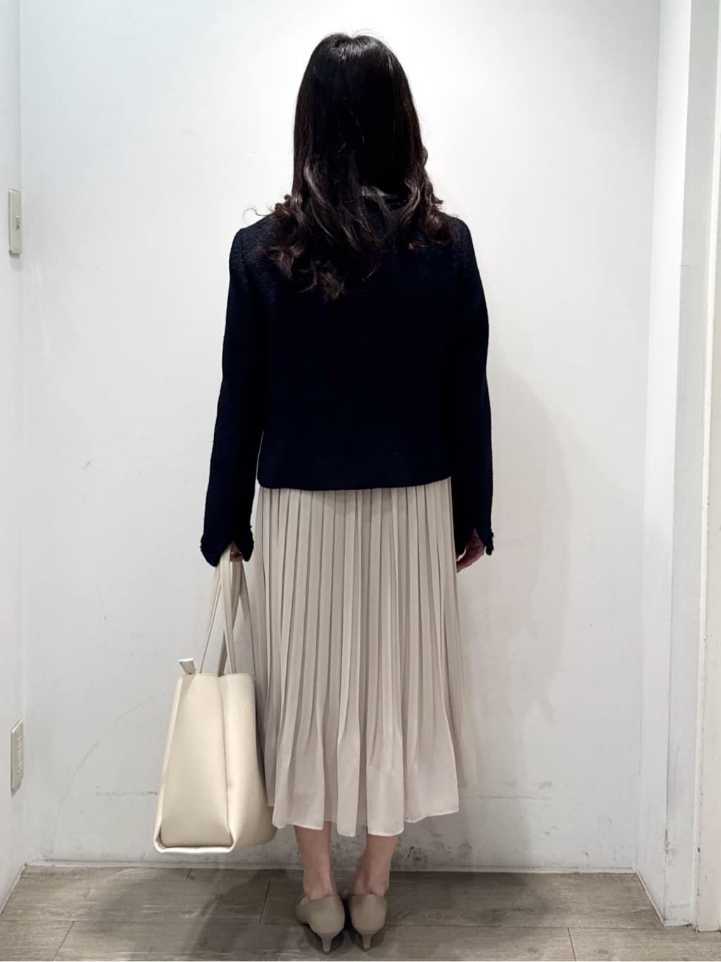 yuicciさんの「OPAQUE.CLIP｜《通勤／セットアップ対応》ノーカラーツイードジャケット【洗濯機OK】」を使ったコーディネート