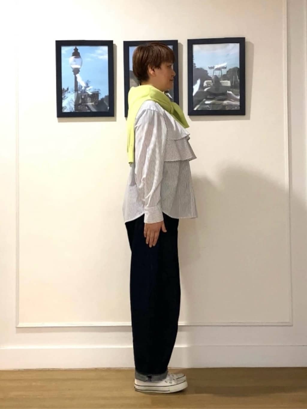 Hiroさんの「Dessin｜【洗える】コットンVネックニット」を使ったコーディネート