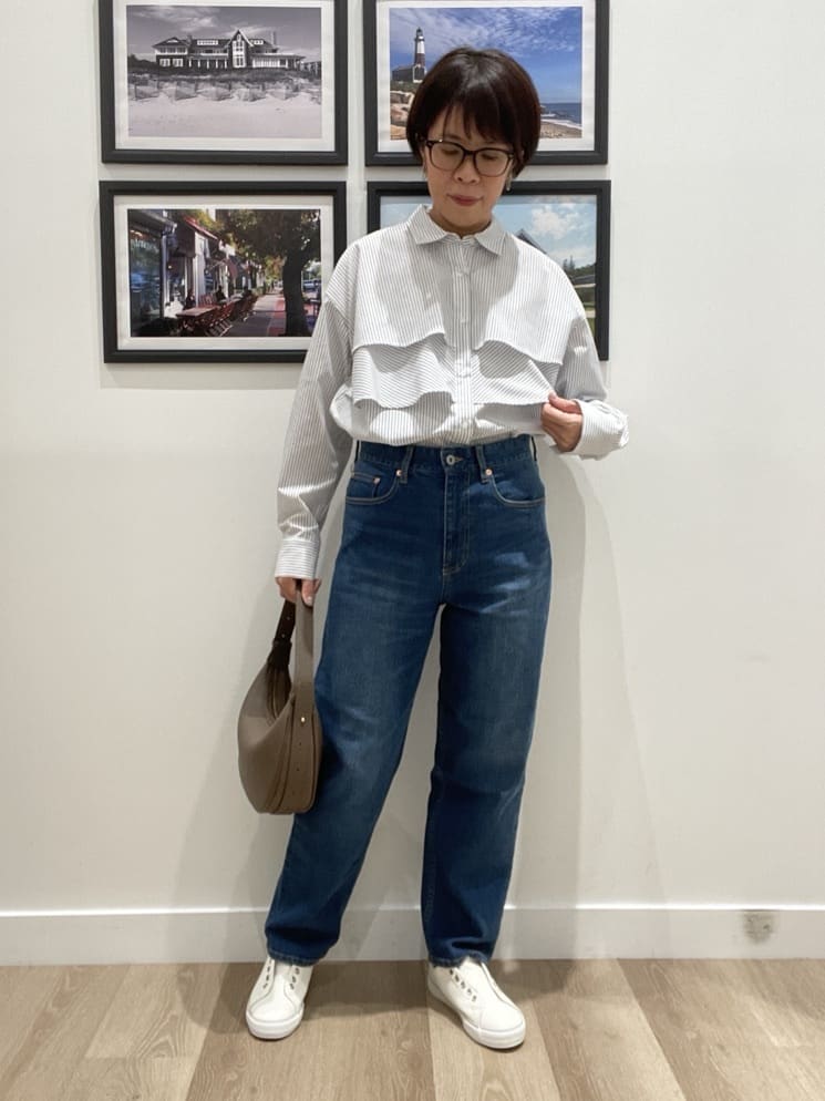 Naoさんの「Dessin｜【洗える】フリルシャツブラウス」を使ったコーディネート