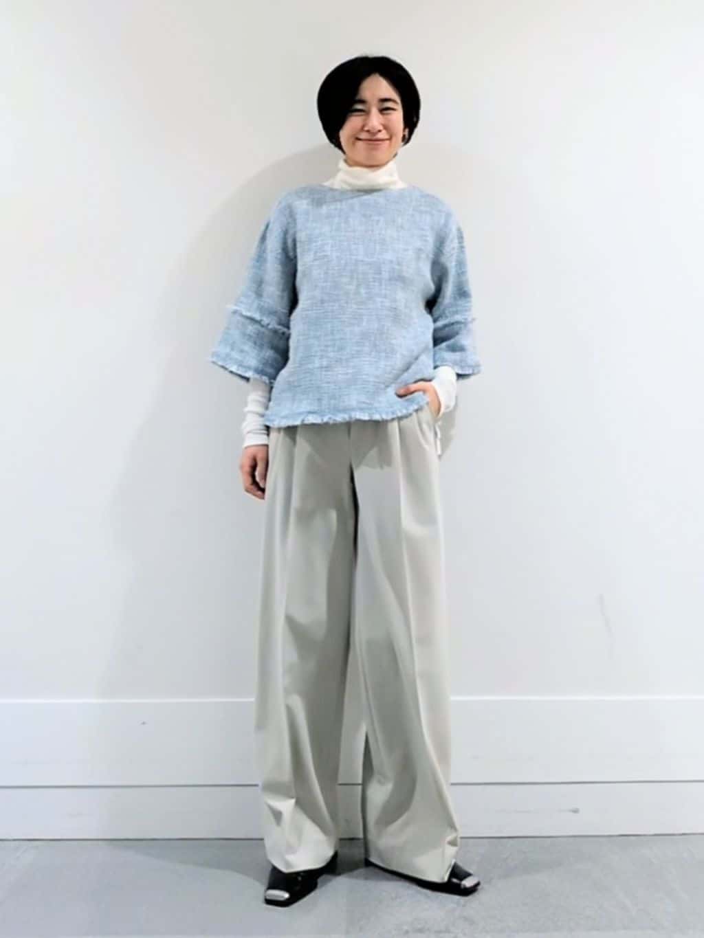 ミズタさんの「UNTITLED｜◆【洗える/レイヤードインナー】ナチュラルテレコハイネックプルオーバー」を使ったコーディネート