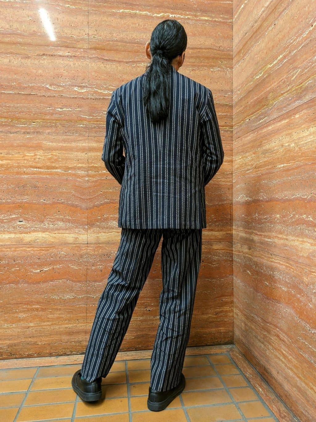 かしげるさんの「TAKEO KIKUCHI｜【BOWLER HAT LABEL】サッカーストライプ ダブルジャケット」を使ったコーディネート