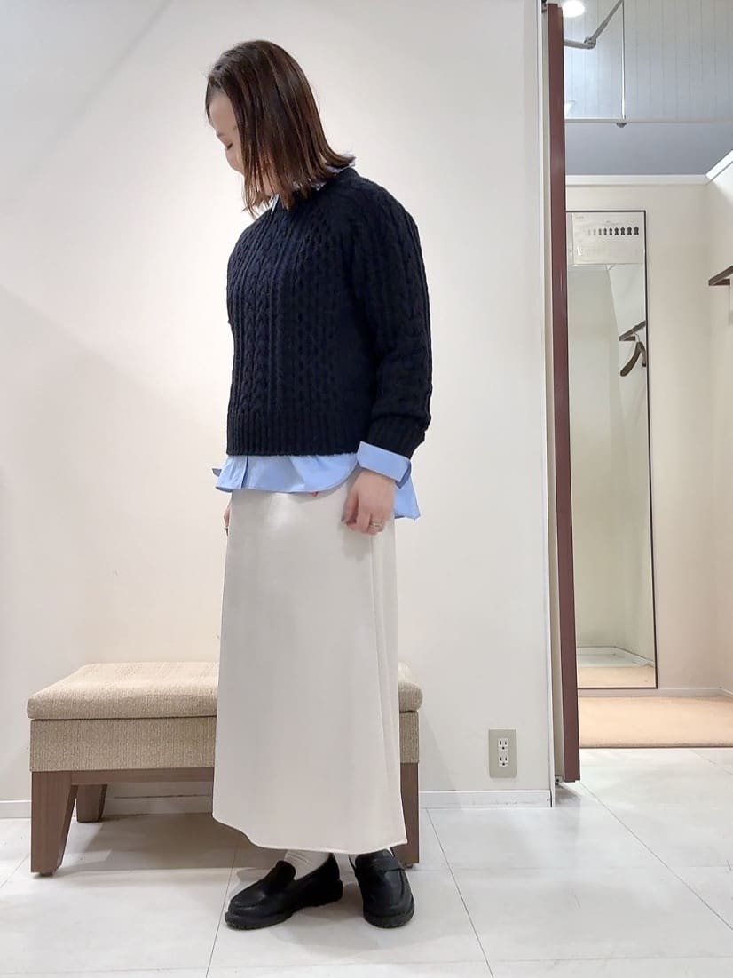 YUIさんの「UNTITLED｜【洗える】スポンディッシュ ケーブル柄ニット」を使ったコーディネート