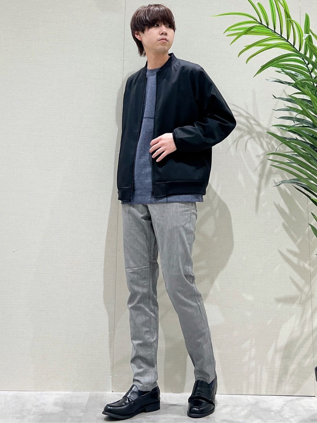 SHI-MAさんの「THE SHOP TK｜FLEX LINE ストレッチリブブルゾン　ストレッチ/防シワ/マシンウォッシャブル/セットアップ可」を使ったコーディネート