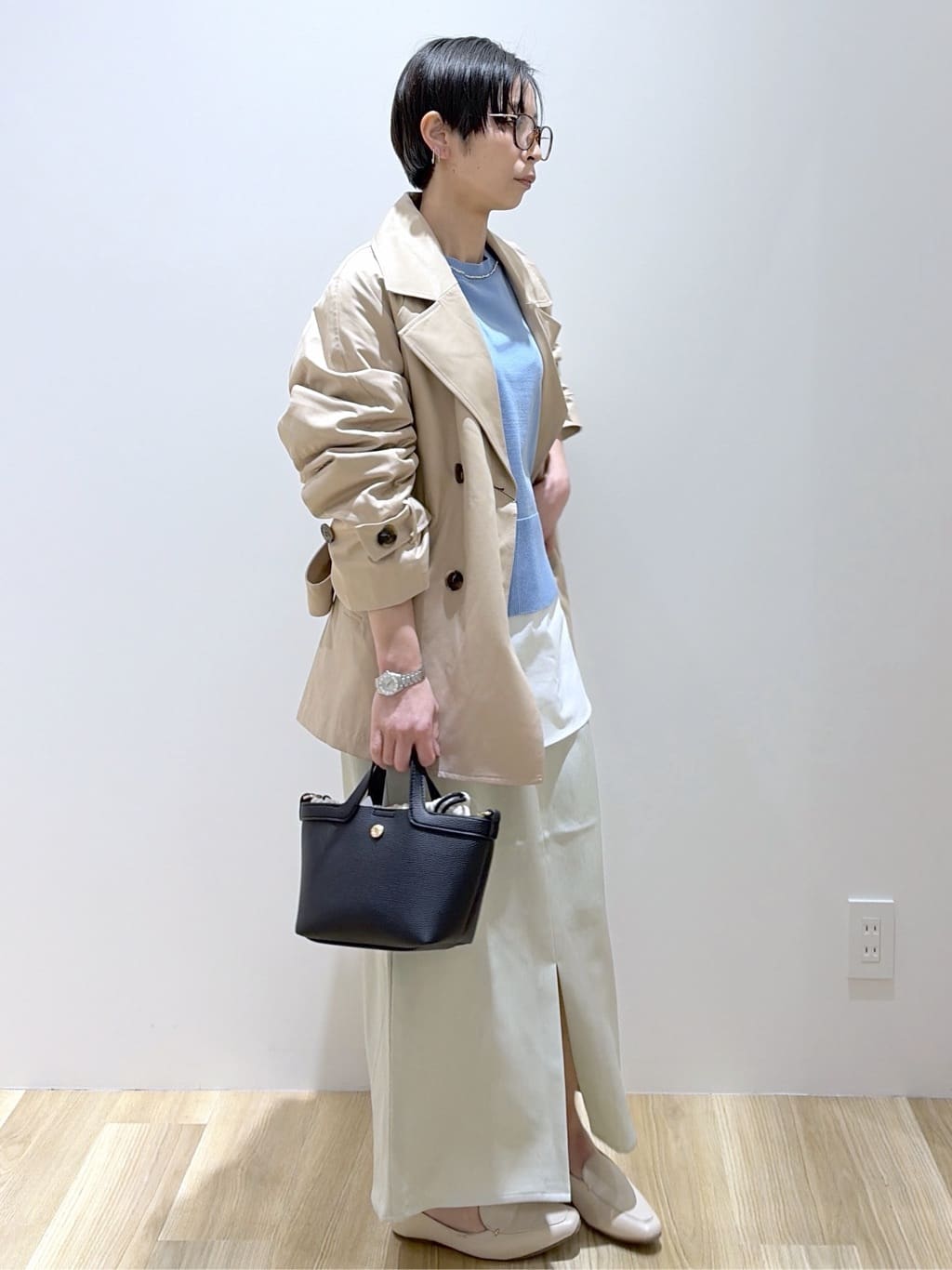 えりさんの「OPAQUE.CLIP｜ミドルトレンチコート【洗濯機OK】」を使ったコーディネート
