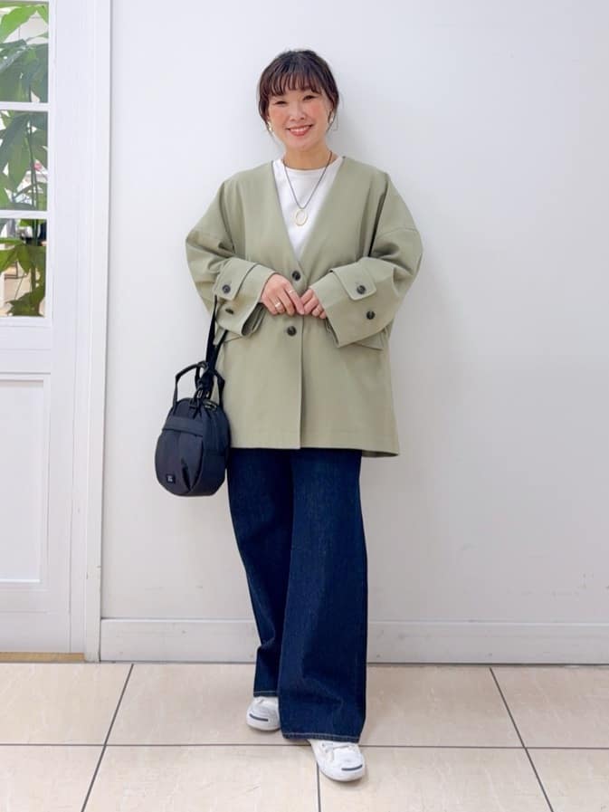 Osawaさんの「Dessin｜【花粉ガード/撥水加工/洗える】クルーネックスプリングコート」を使ったコーディネート