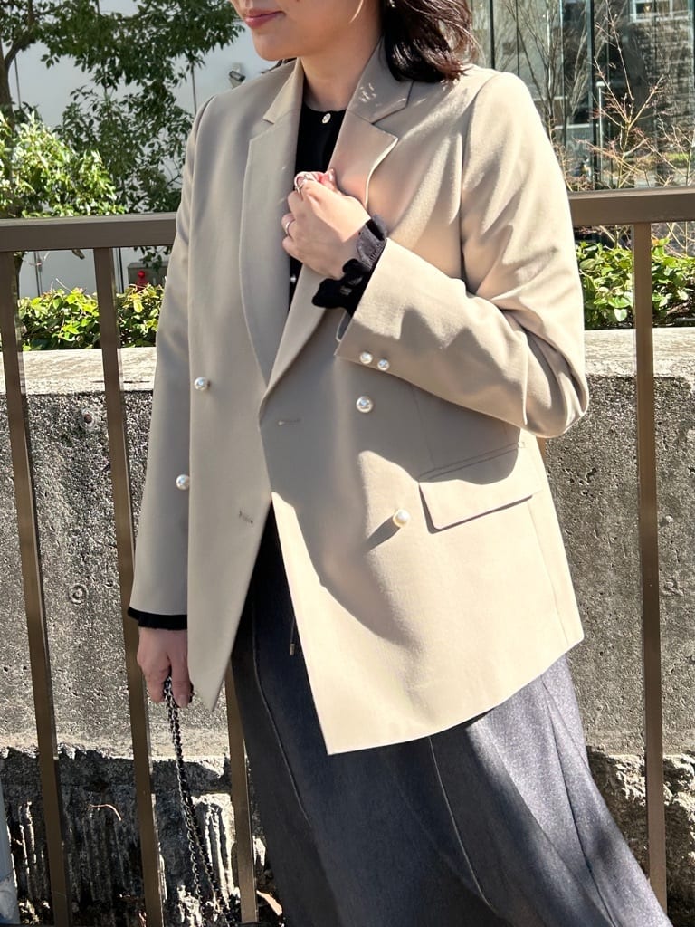 shinoさんの「Couture brooch｜【洗える・通勤】パール調ボタン テーラードジャケット」を使ったコーディネート