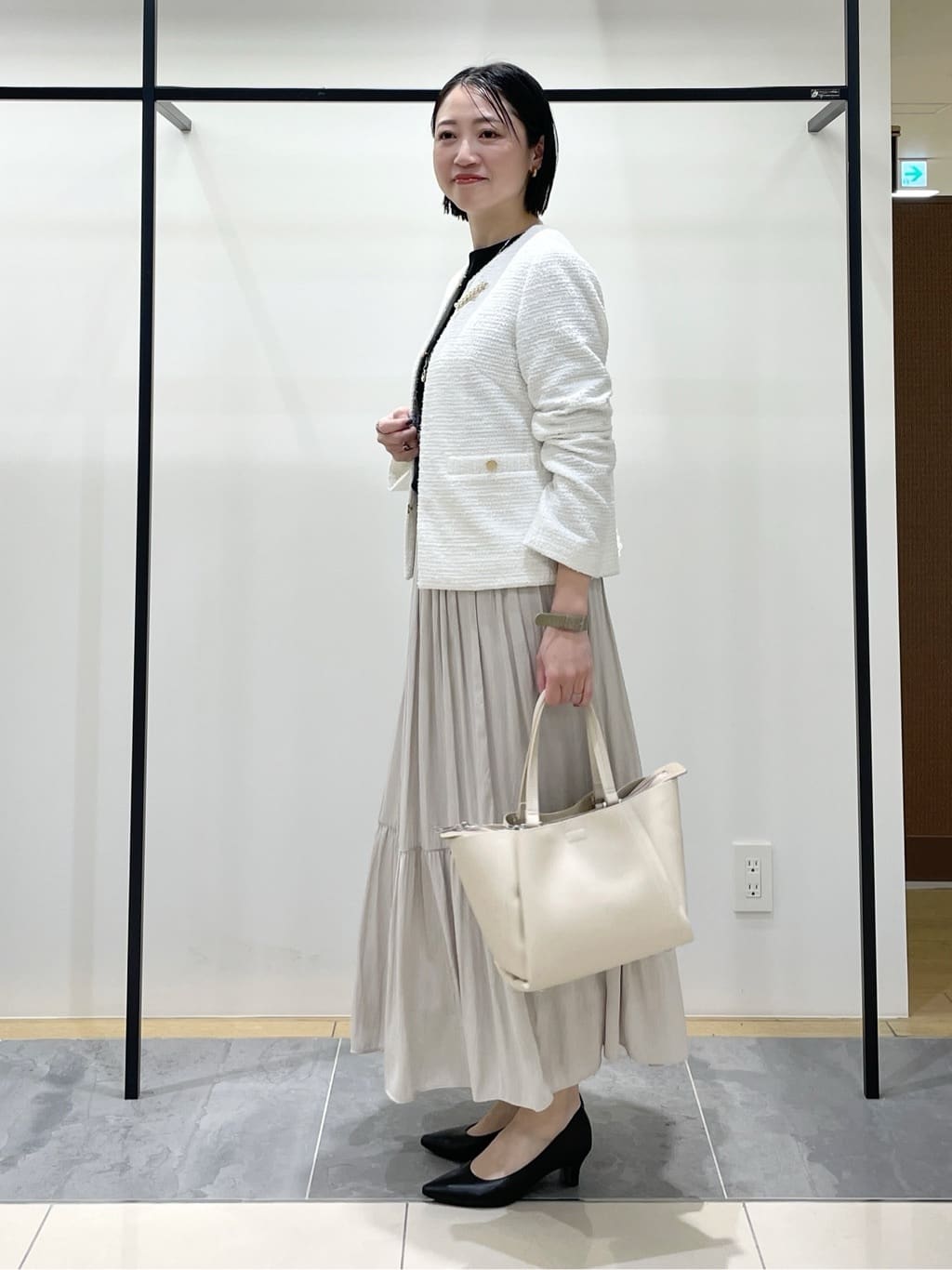 shihoさんの「INDIVI｜【セレモニー／洗える】ミックスツイードライトジャケット」を使ったコーディネート