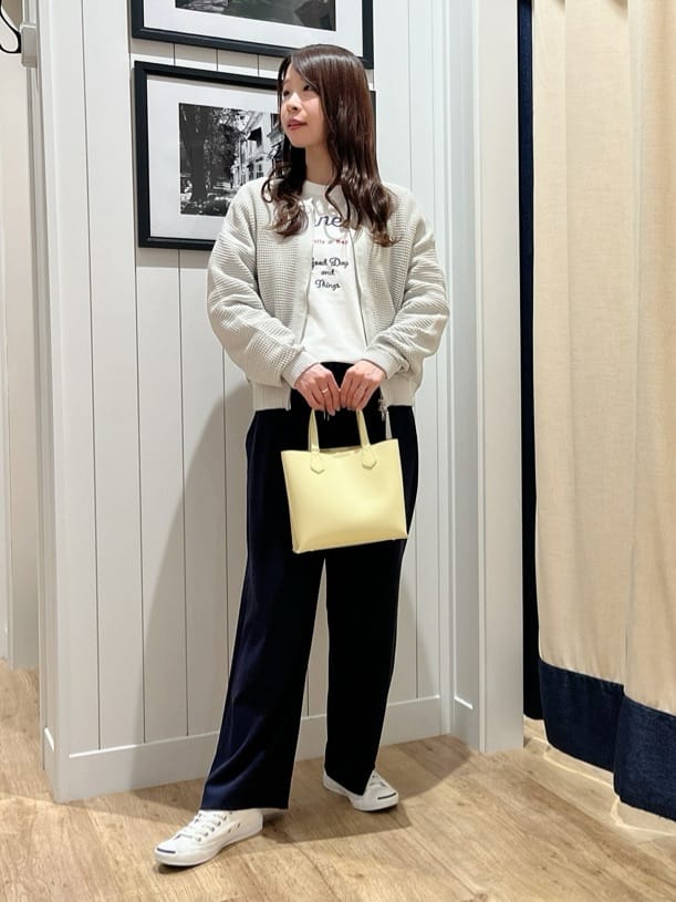 mihoさんの「Dessin｜【洗える】コットンメッシュニットカーディガン」を使ったコーディネート
