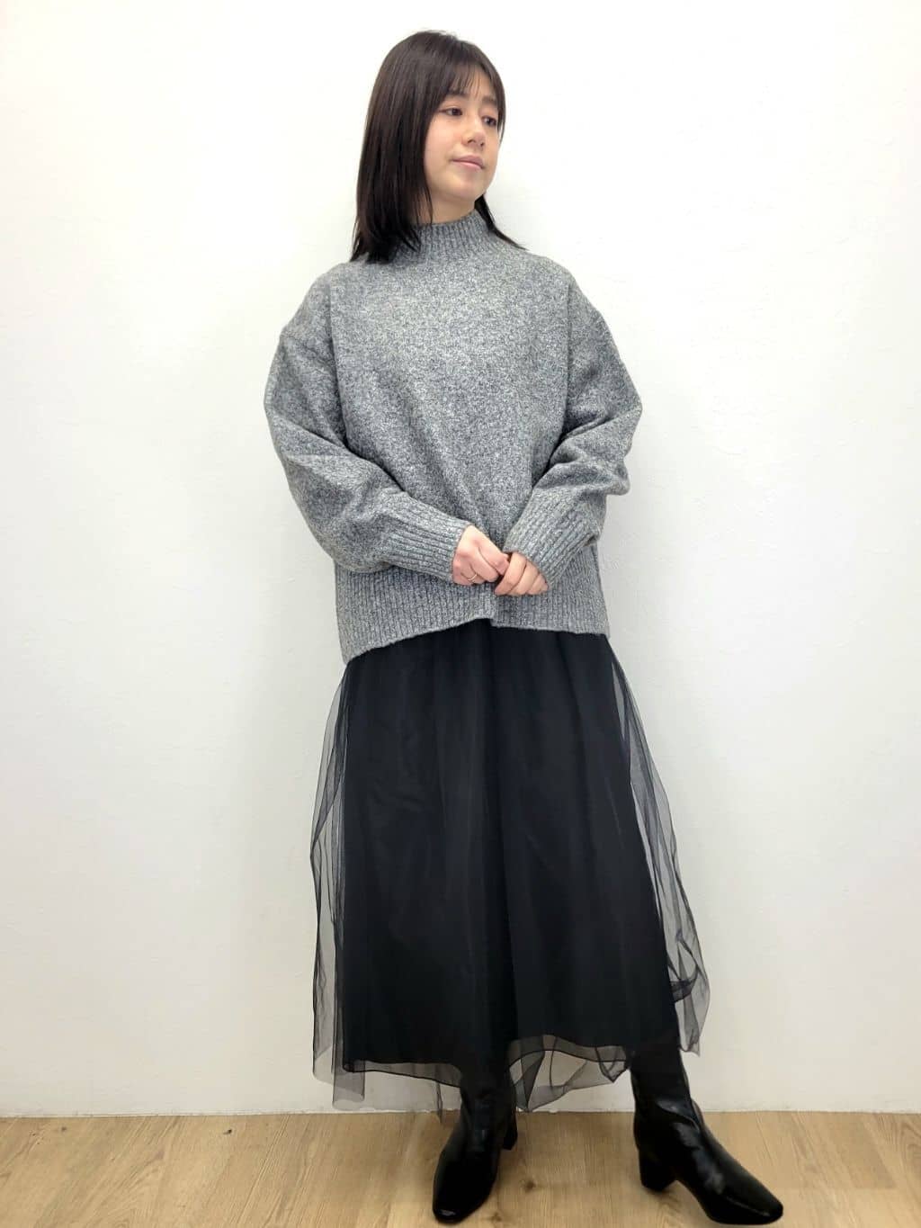 LISAさんの「OPAQUE.CLIP｜ふわふわハイネックニット【洗濯機OK】」を使ったコーディネート
