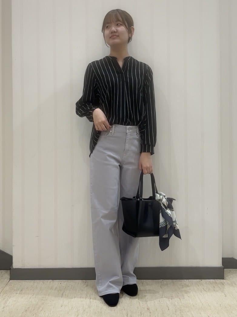 ちひさんの「INDIVI｜【洗える／着心地楽ちん】ブラウス風ストライプカットソートップス」を使ったコーディネート