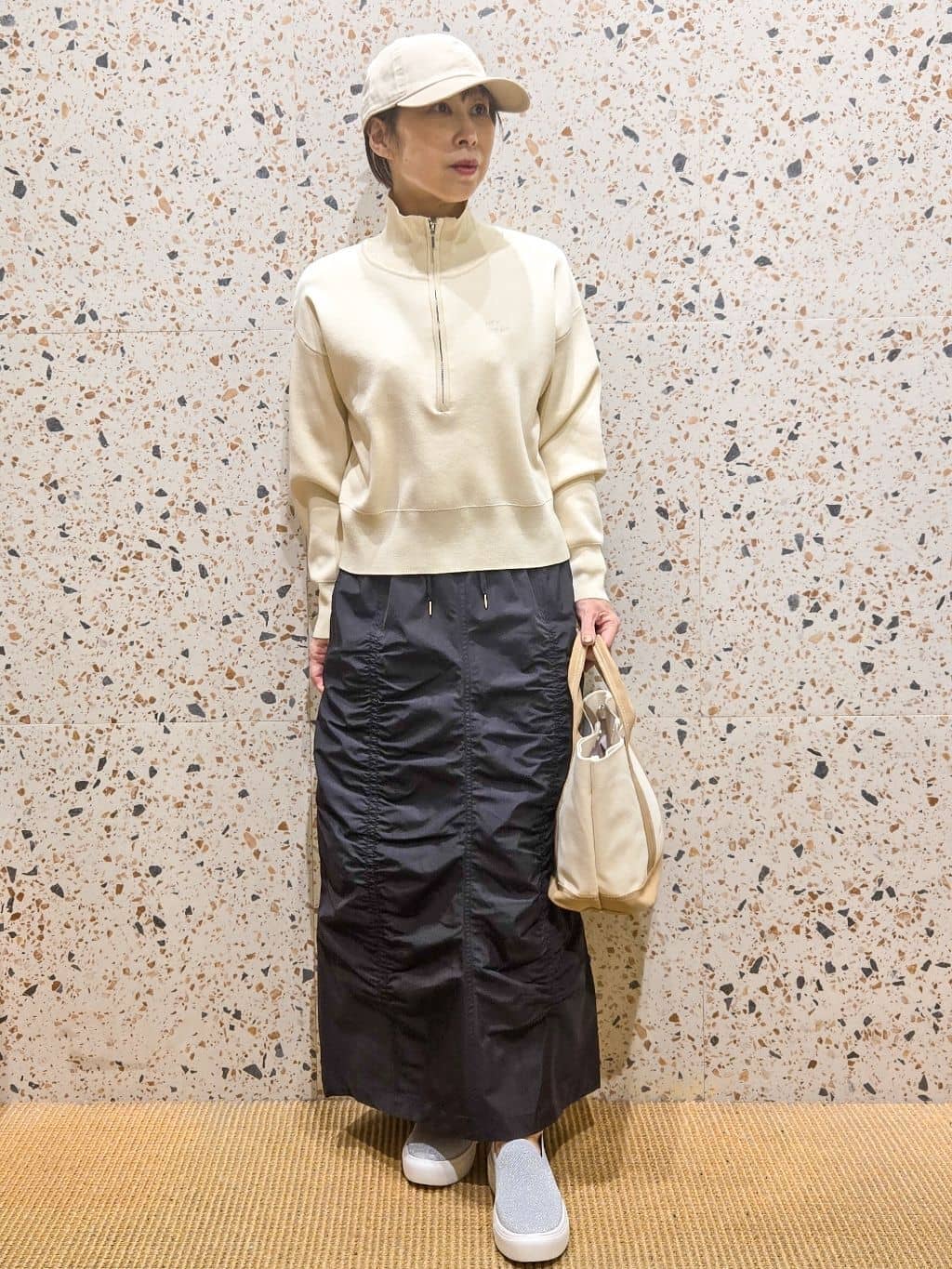 yoshimiさんの「OPAQUE.CLIP｜ハーフZIP刺繍ロゴニット【洗濯機OK】」を使ったコーディネート