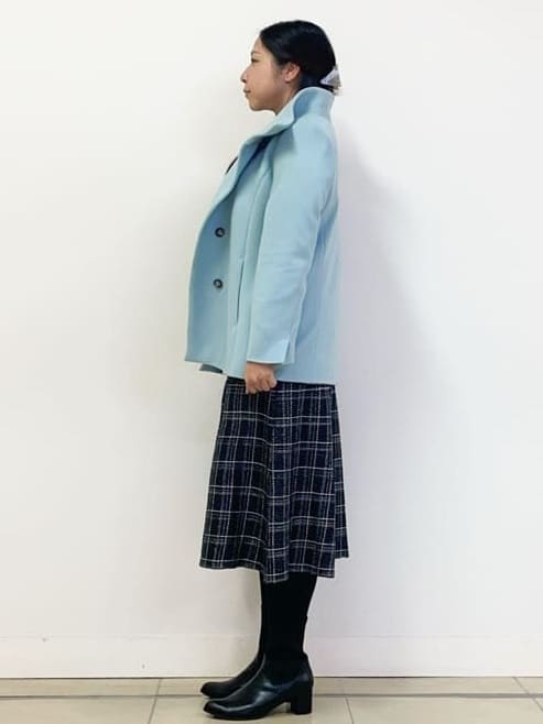 chisaさんの「Reflect｜【SS-4Lサイズ／衿が顔に当たらない◎】スタンドネックミドルコート」を使ったコーディネート
