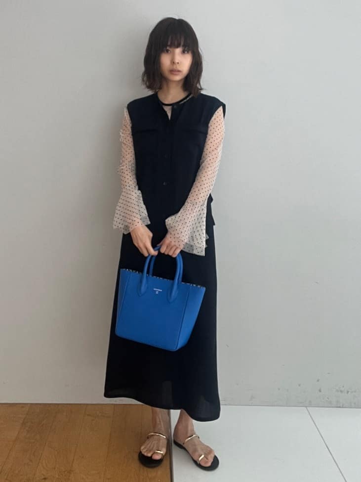 misaさんの「DRESSTERIOR｜【洗える/シアー素材】シアードットベルスリーブカットソー」を使ったコーディネート