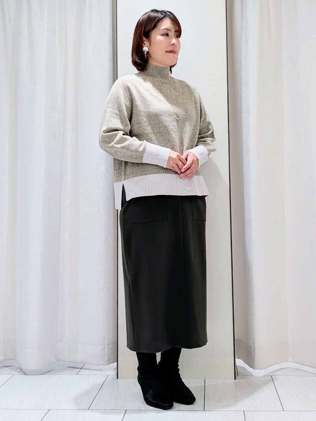 Onumaさんの「UNTITLED｜【8色展開/洗える】ウールカシミヤ ハイネックニット」を使ったコーディネート