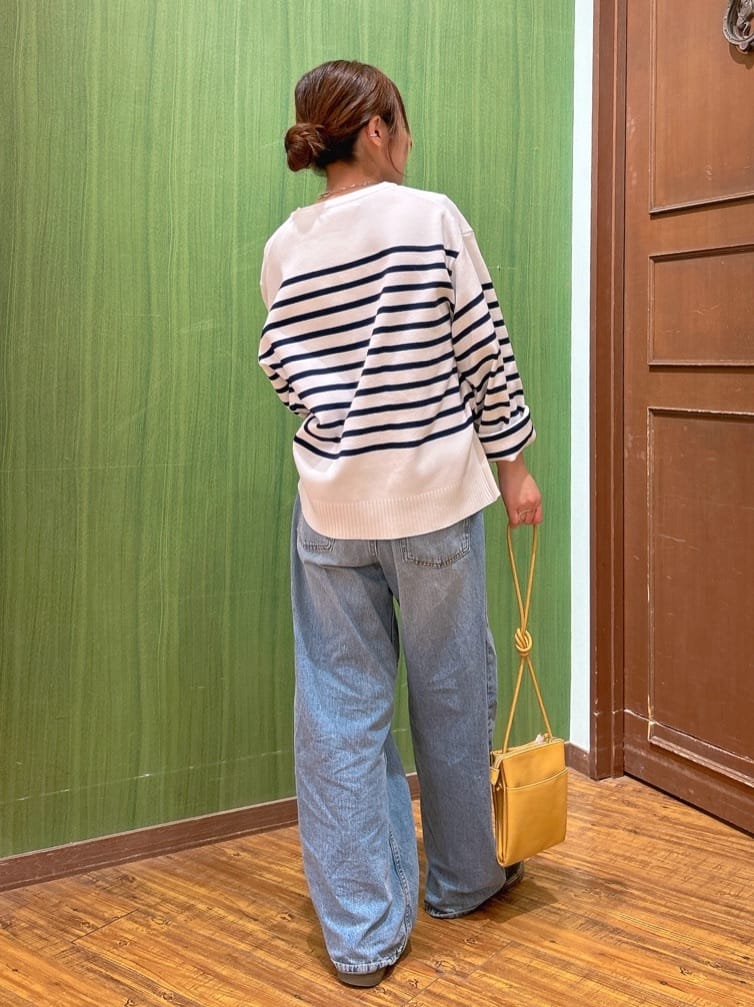 かおりさんの「SHOO･LA･RUE｜楽にきちんと見られたい　大人カジュアルボーダーニット」を使ったコーディネート