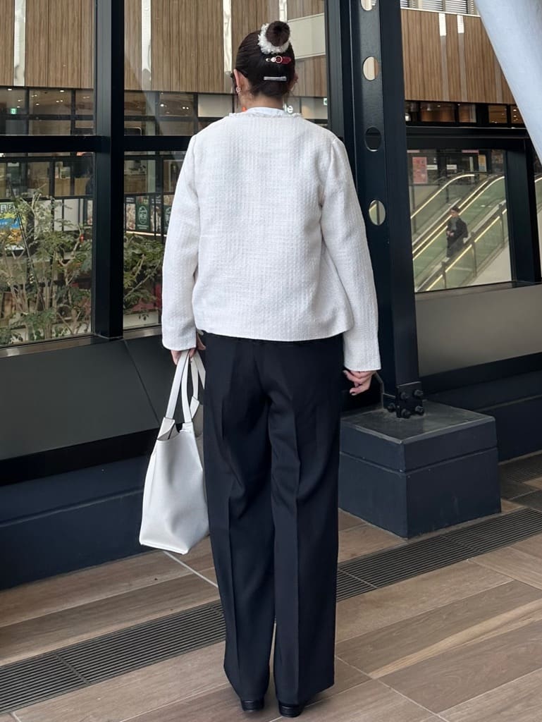cottonさんの「THE SHOP TK｜【通勤・セレモニー】ツイードノーカラージャケット」を使ったコーディネート
