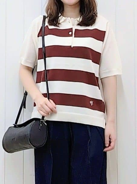 itoさんの「Dessin｜【ユニセックス/洗える】ボーダーニットポロシャツ」を使ったコーディネート