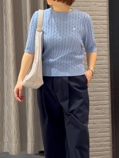 ga_riさんの「THE SHOP TK｜【POLO BCS 別注】5分袖ケーブルニット」を使ったコーディネート