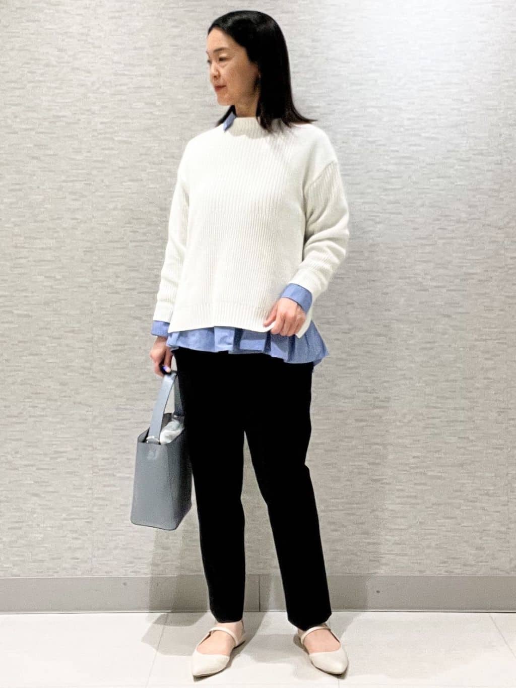 marikoさんの「Reflect｜【腰周りカバー／長め丈】モックネックニットプルオーバー」を使ったコーディネート